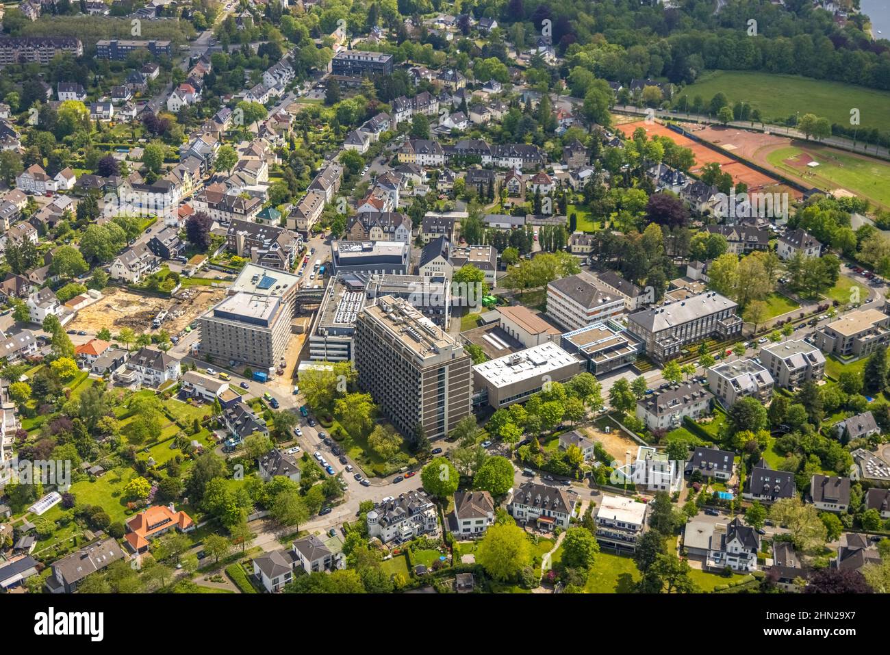 Photographie aérienne, Institut Max Planck, chantier, Holthausen - Ouest, Mülheim an der Ruhr, région de la Ruhr, Rhénanie-du-Nord-Westphalie, Allemagne, constructi Banque D'Images