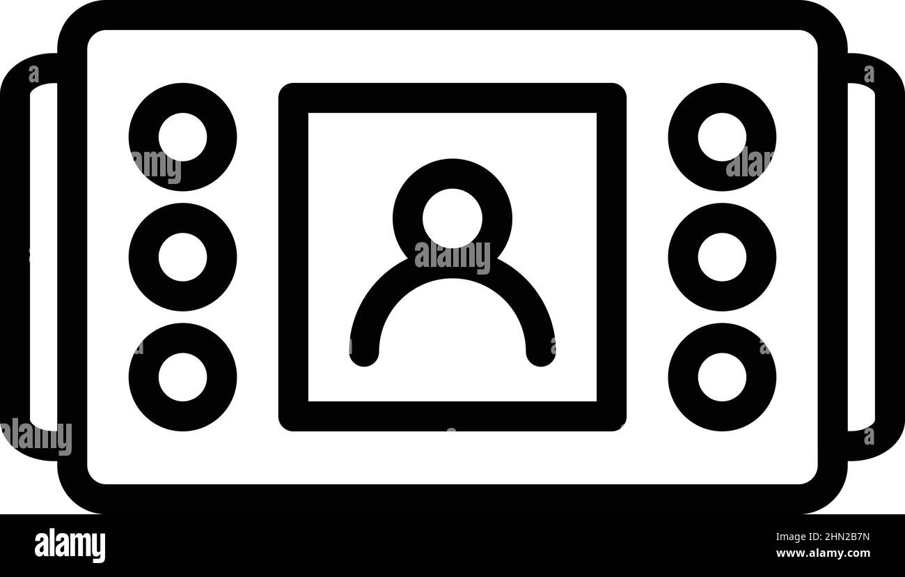 Vecteur de contour de l'icône d'interphone vidéo électronique. Système de porte. Appareil photo du téléphone Illustration de Vecteur
