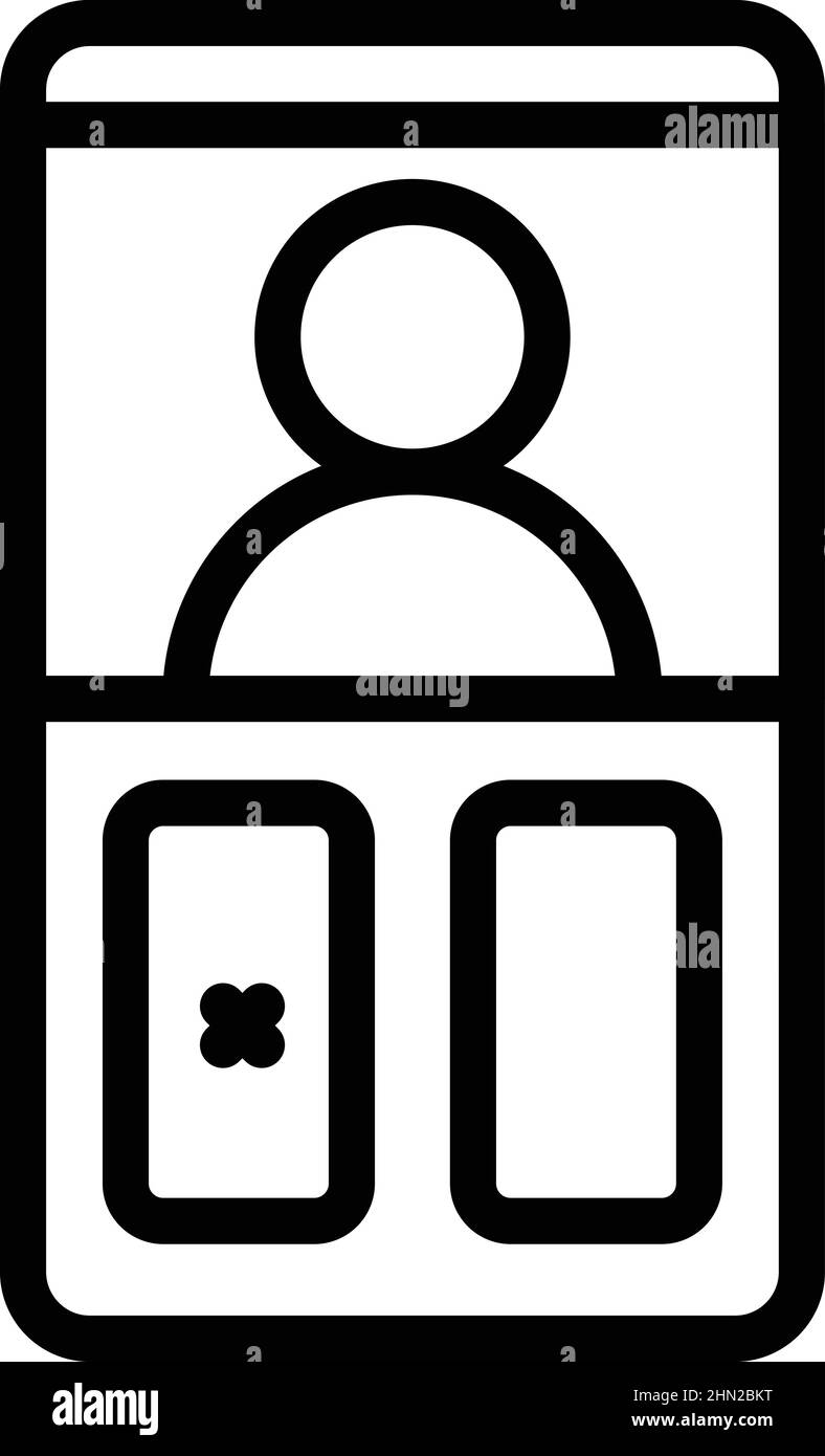 Vecteur de contour de l'icône d'interphone vidéo avec doigt. Système de porte. Caméra de sécurité Illustration de Vecteur