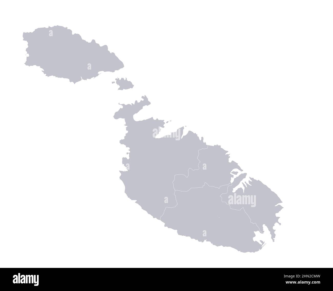 Carte infographique des régions de Malte, vierge Banque D'Images