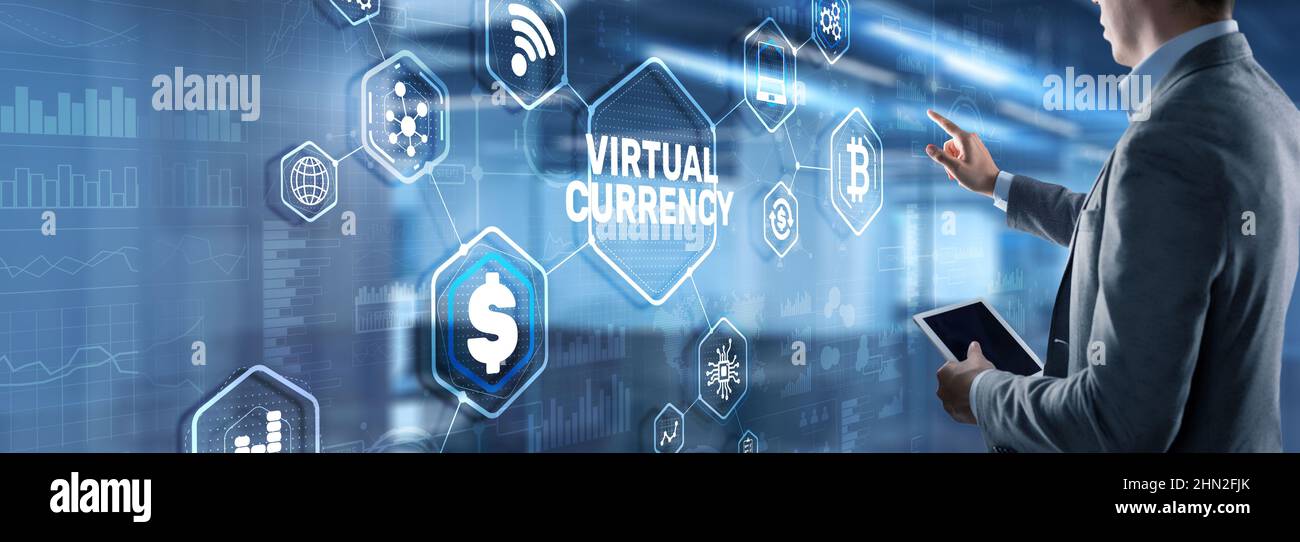 Concept d'investissement de change virtuel. Technologie financière. Banque D'Images