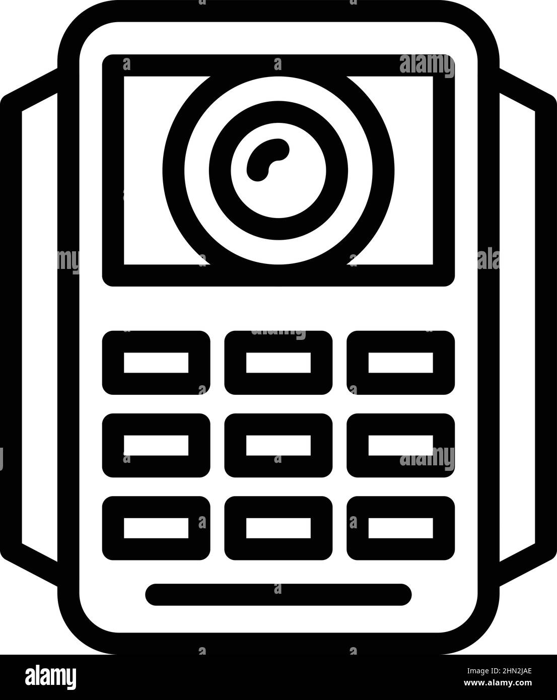 Vecteur de contour de l'icône de sécurité de l'interphone vidéo. Contrôler la caméra. Système de porte Illustration de Vecteur