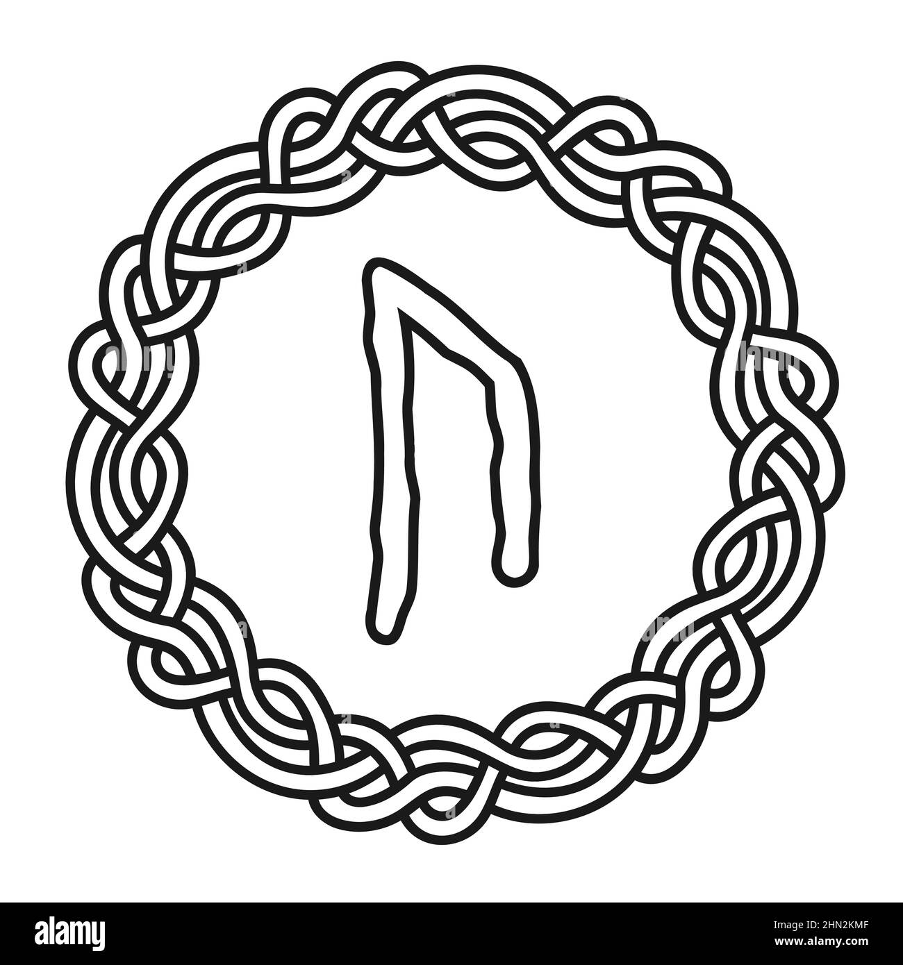 Rune Uruz dans un cercle - un ancien symbole ou signe scandinave, amulet. Écriture Viking. Illustration vectorielle dessinée à la main pour sites Web, jeux, rp Illustration de Vecteur