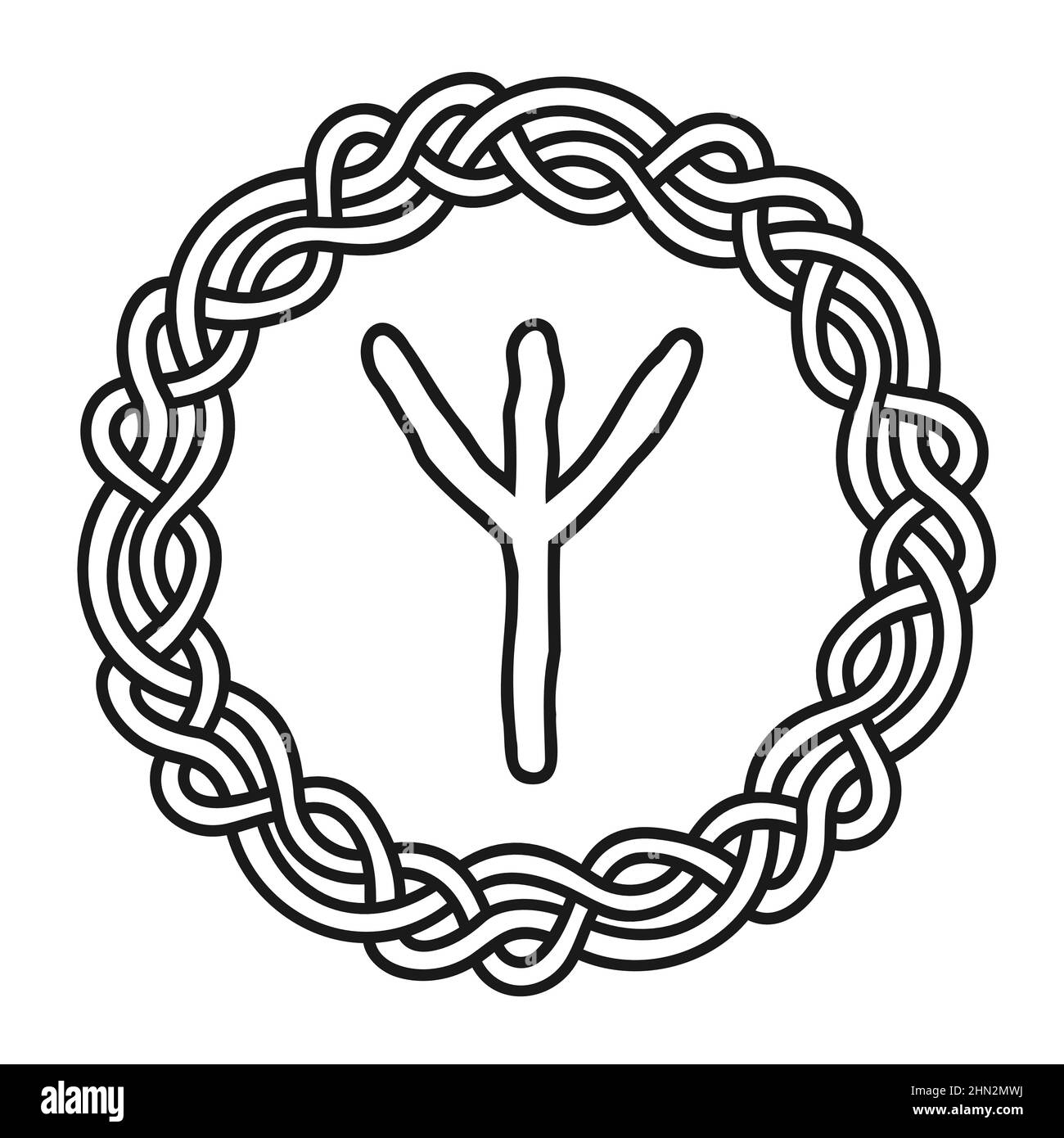 Rune Algiz dans un cercle - un ancien symbole ou signe scandinave ...