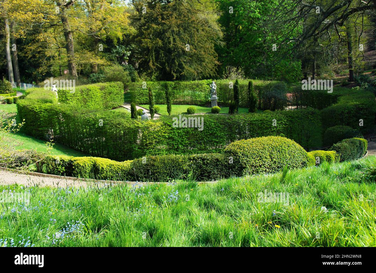 Le jardin de la statue du château de Belvoir Banque D'Images