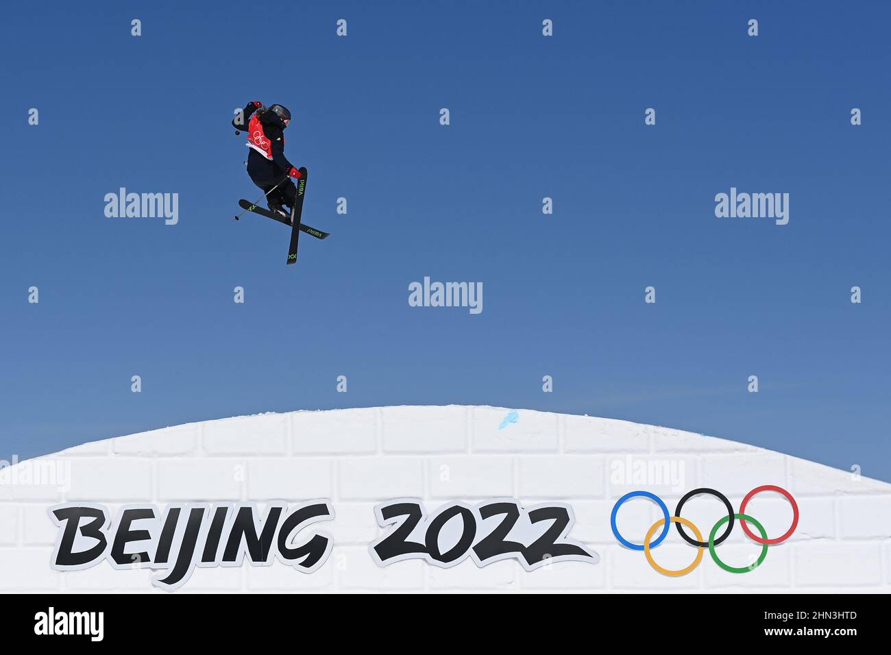 Zhangjiakou, Chine. 14th févr. 2022. Jeux olympiques, ski Freestyle, Slostyle, qualification, femmes à Genting Snow Park, Katie Summerhayes de Grande-Bretagne en action. Credit: Angelika Warmuth/dpa/Alamy Live News Banque D'Images