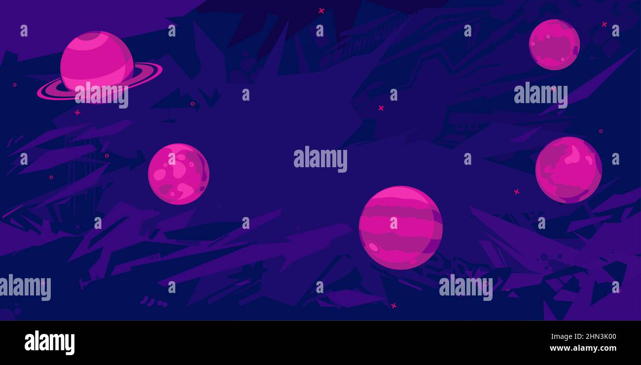 Tendance Résumé coloré Cyber style urbain Metaverse fond avec quelques planètes modèle d'illustration Illustration de Vecteur