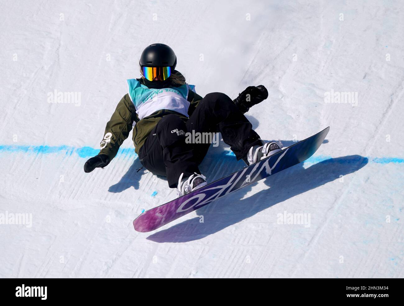 Lea Jugovac en Croatie débarque dans le cadre de la qualification des femmes en snowboard Big Air lors du dixième jour des Jeux Olympiques d'hiver de 2022 à Beijing au Big Air Shougang en Chine. Date de la photo: Lundi 14 février 2022. Banque D'Images