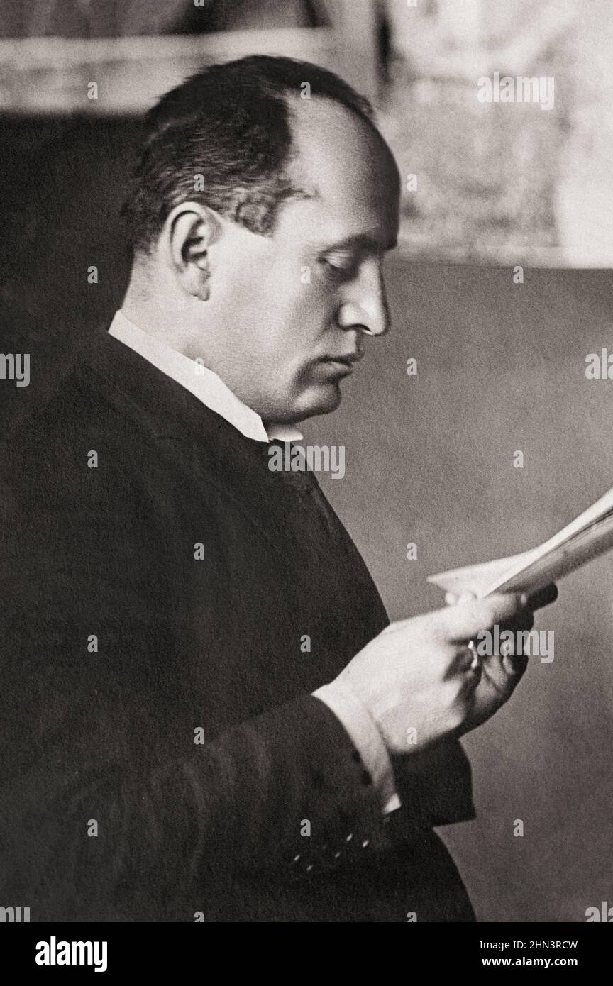 Photo ancienne de Benito Mussolini. 1920-1925 Benito Amilcare Andrea Mussolini (1883–1945) est un homme politique et journaliste italien qui a fondé et dirigé Banque D'Images