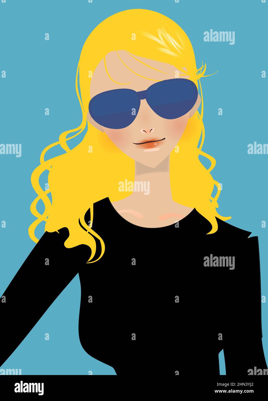 Blonde avec des lunettes de soleil Banque d'images vectorielles - Alamy
