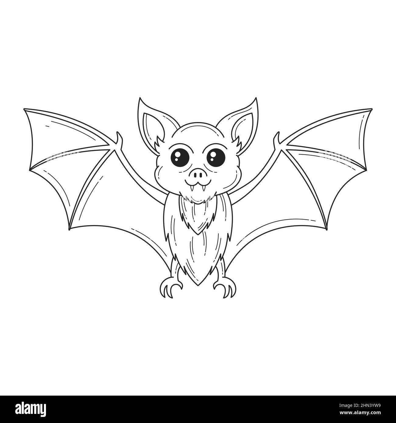 Illustration du contour de la chauve-souris dessinée à la main illustration du vecteur. Illustration de Vecteur