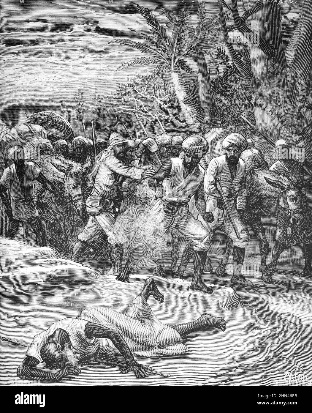 Joseph Gallieni Mission au Haut Niger tir traître. Illustration ancienne ou gravure 1881 (Castelli) Banque D'Images
