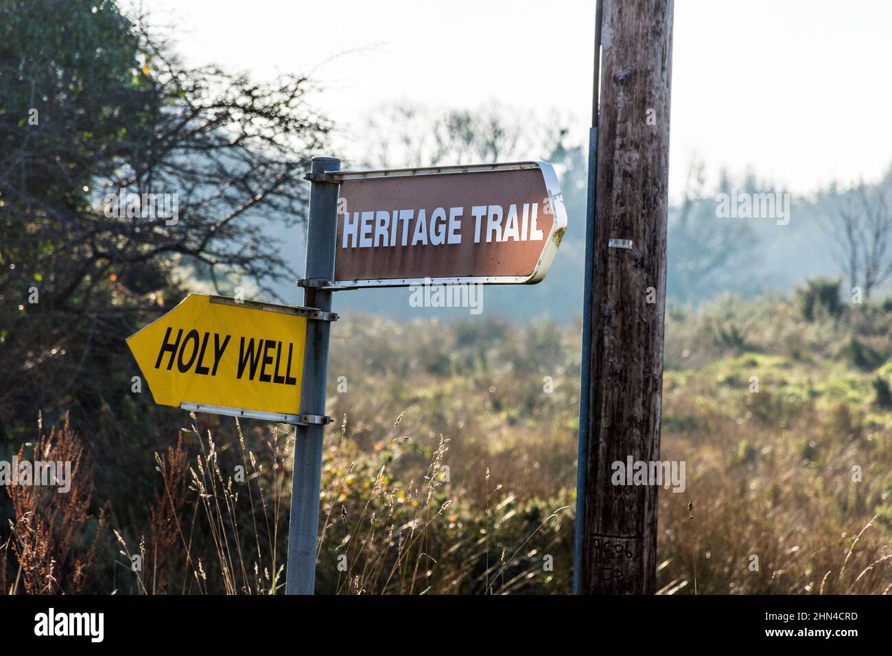Signalisation de Holy Well and Heritage Trail, Bruckless, Comté de Donegal, Irlande. Banque D'Images Signalisation de Holy Well and Heritage Trail, Bruckless, Comté de Donegal, Irlande. Banque D'Images