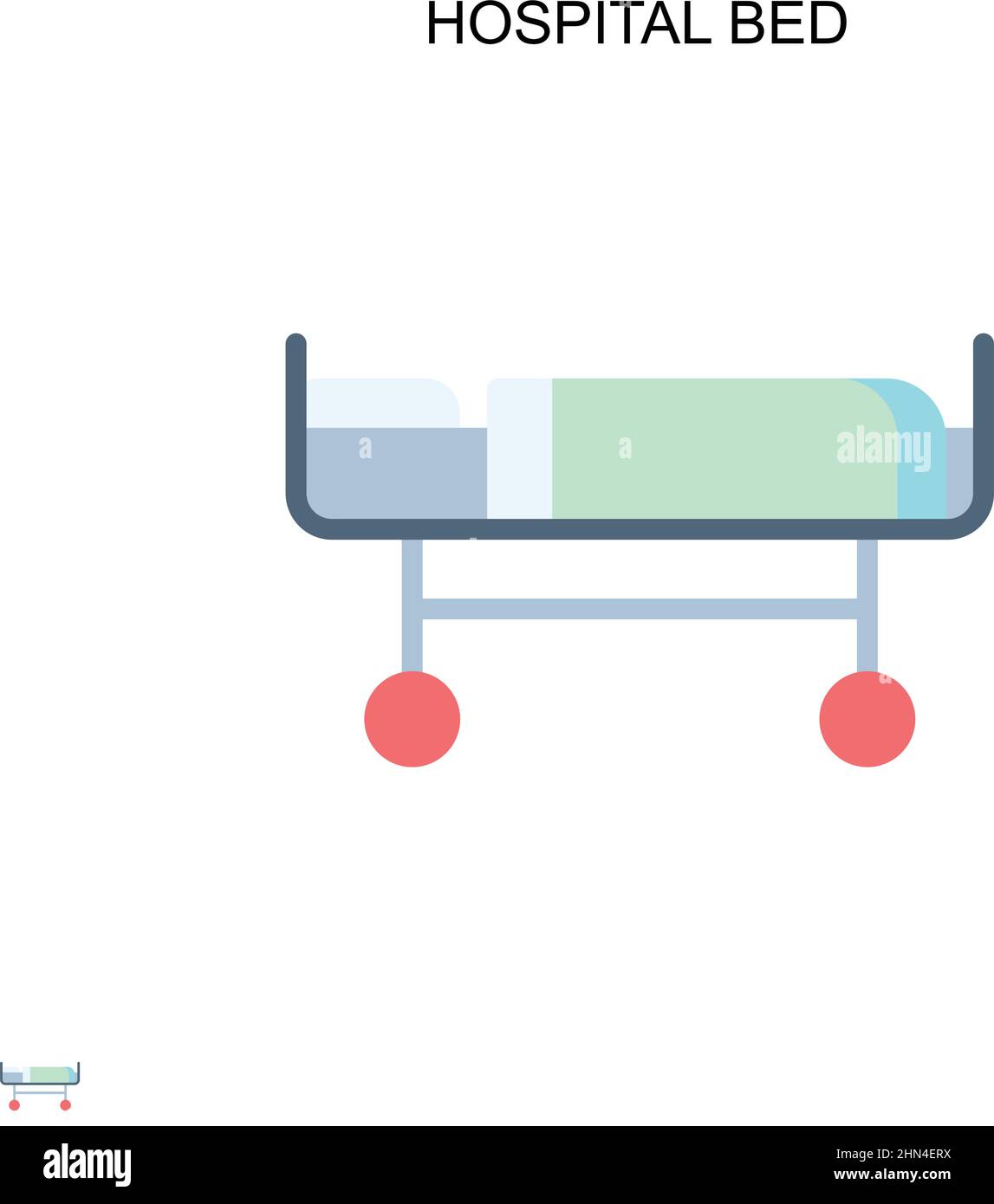 Icône de vecteur simple de lit d'hôpital.Modèle de conception de symbole d'illustration pour élément d'interface utilisateur Web mobile. Illustration de Vecteur