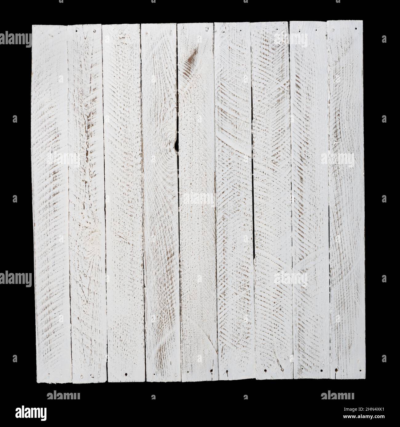 Fond blanc vintage en bois isolé sur noir Banque D'Images
