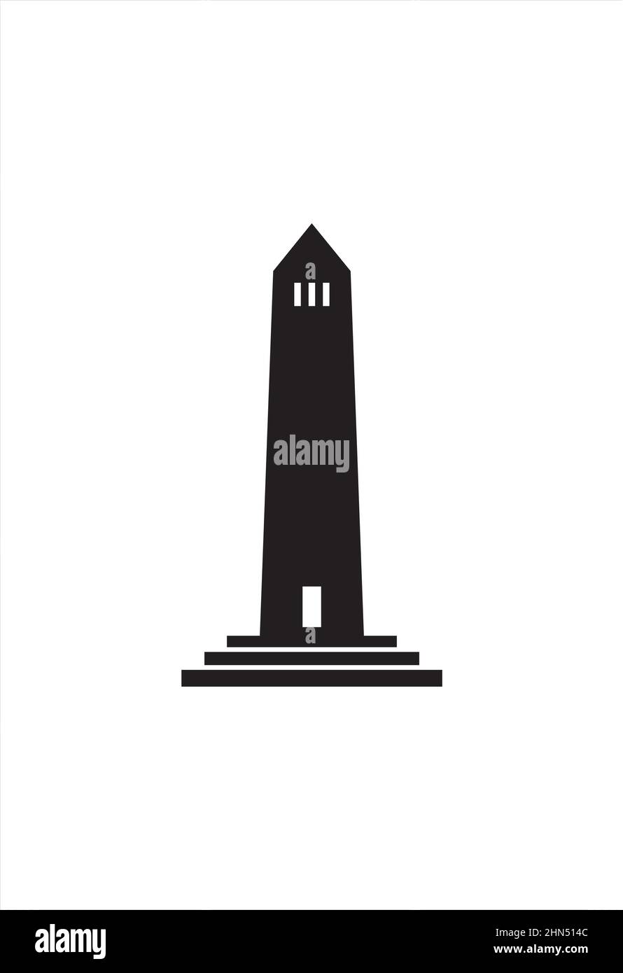 Monument de Washington. Illustration vectorielle d'icône isolée. Silhouette noire sur fond blanc. Illustration de Vecteur