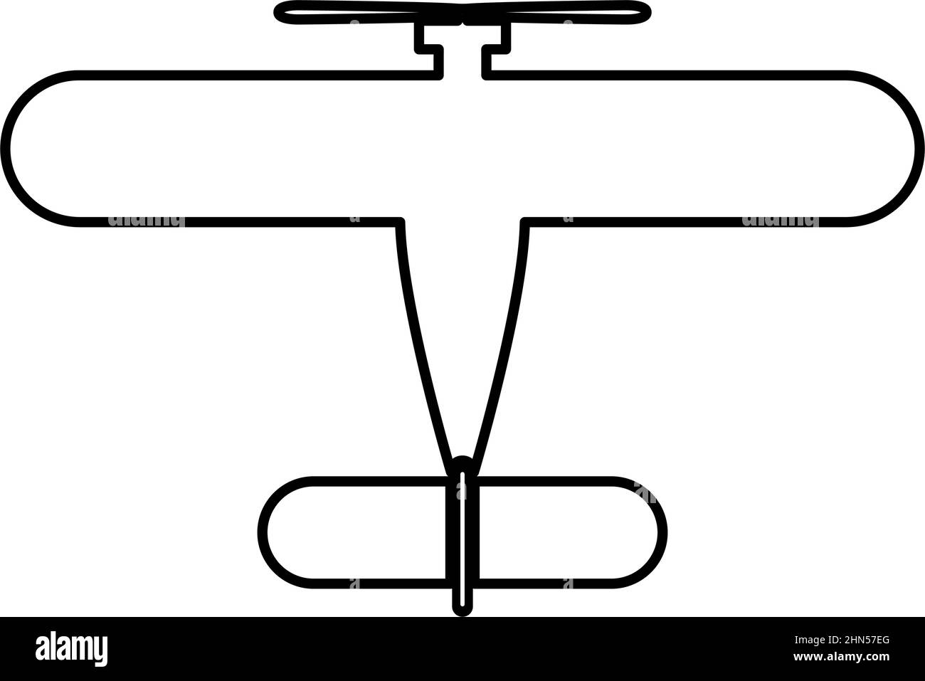 Propelier rétro avion vintage petit plan simple moteur contour ligne icône noir couleur vecteur illustration image mince plat style simple Illustration de Vecteur