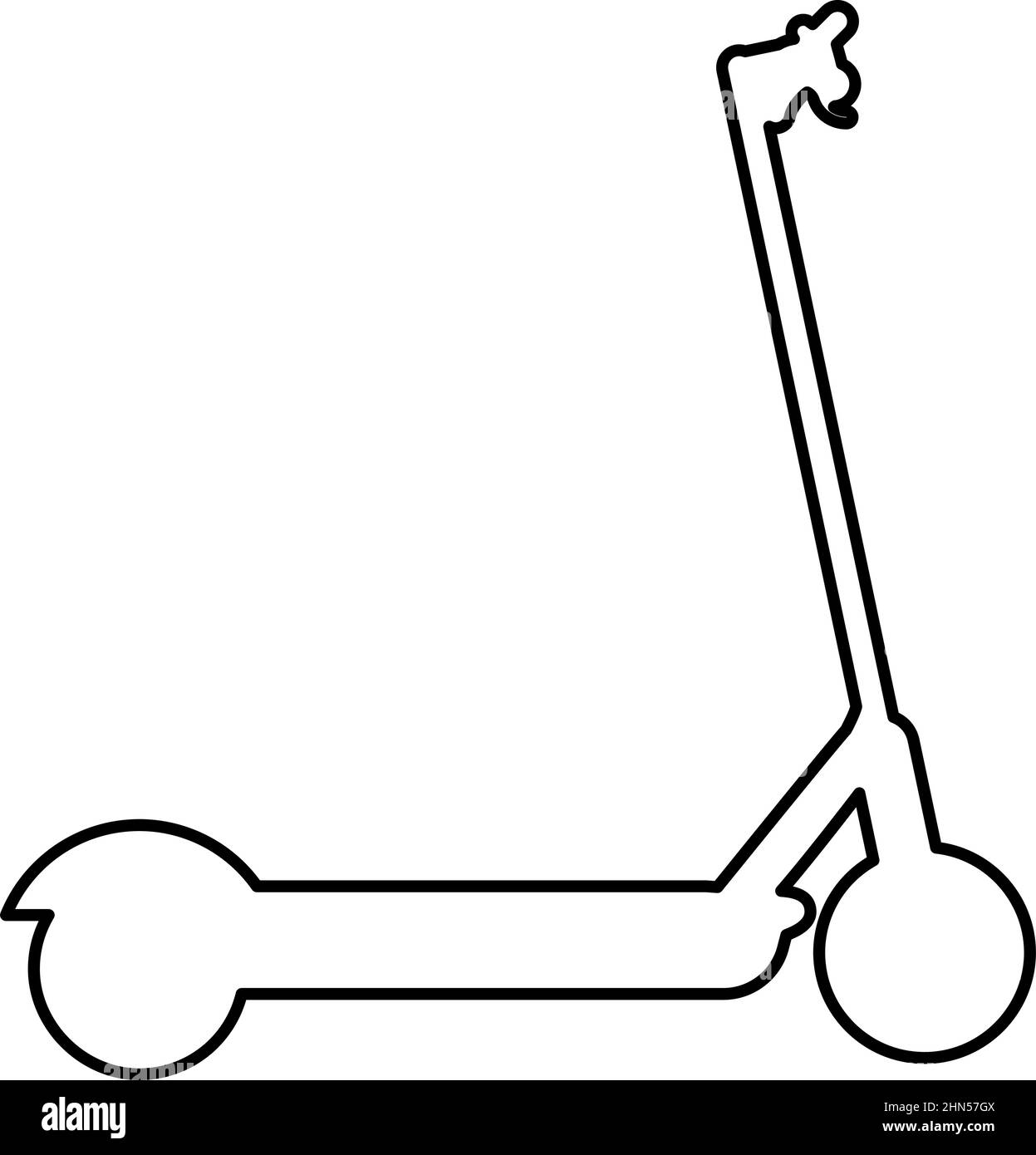 Scooter électrique technologie moderne kick ECO transport pour ville trotinette contour ligne icône noir couleur vecteur illustration image mince plat Illustration de Vecteur