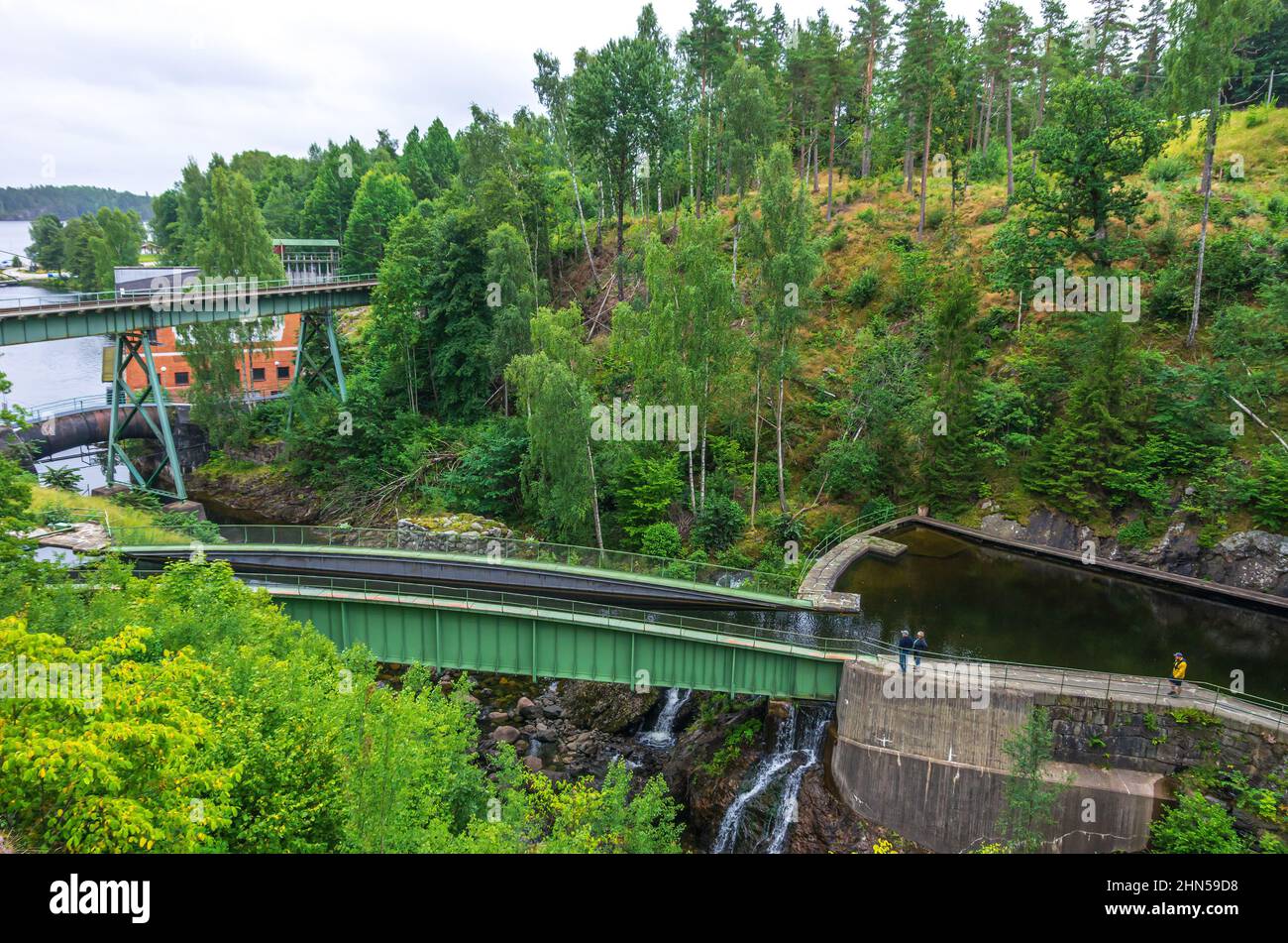 Canal Dalsland et aqueduc à Haverud, Dalsland, Västra Götalands län, Suède. Banque D'Images