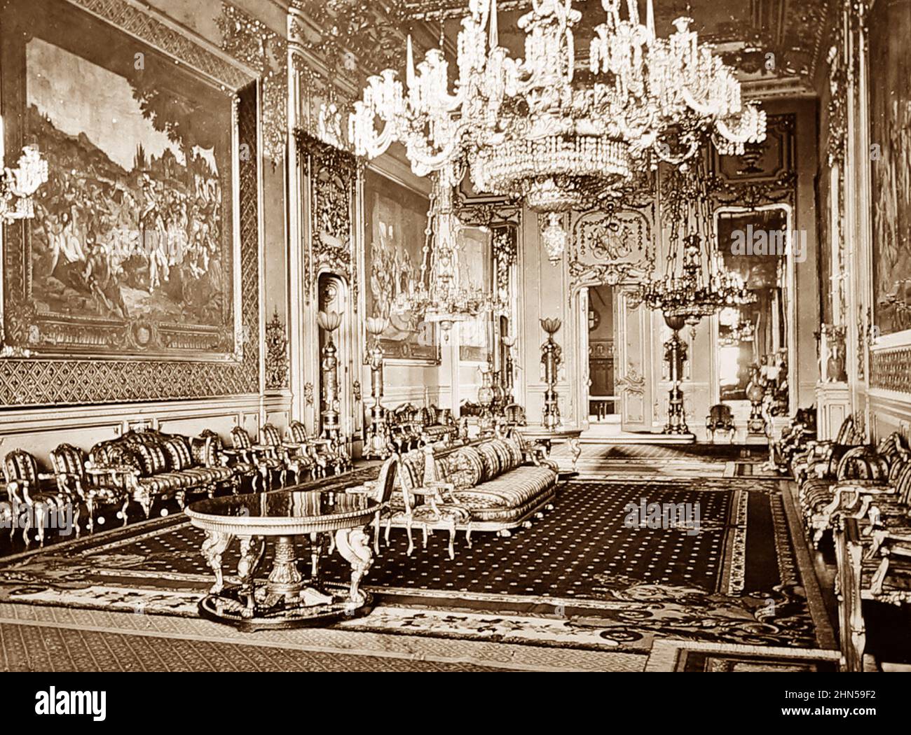Grande salle de réception, château de Windsor, époque victorienne Banque D'Images