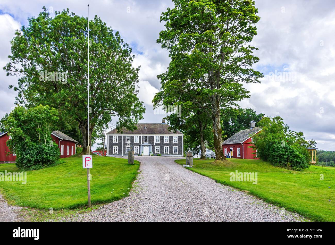 Vue extérieure du manoir d'Ekholmen dans le village de Gunnarsnäs près de Mellerud, Dalsland, Västra Götalands län, Suède. Banque D'Images