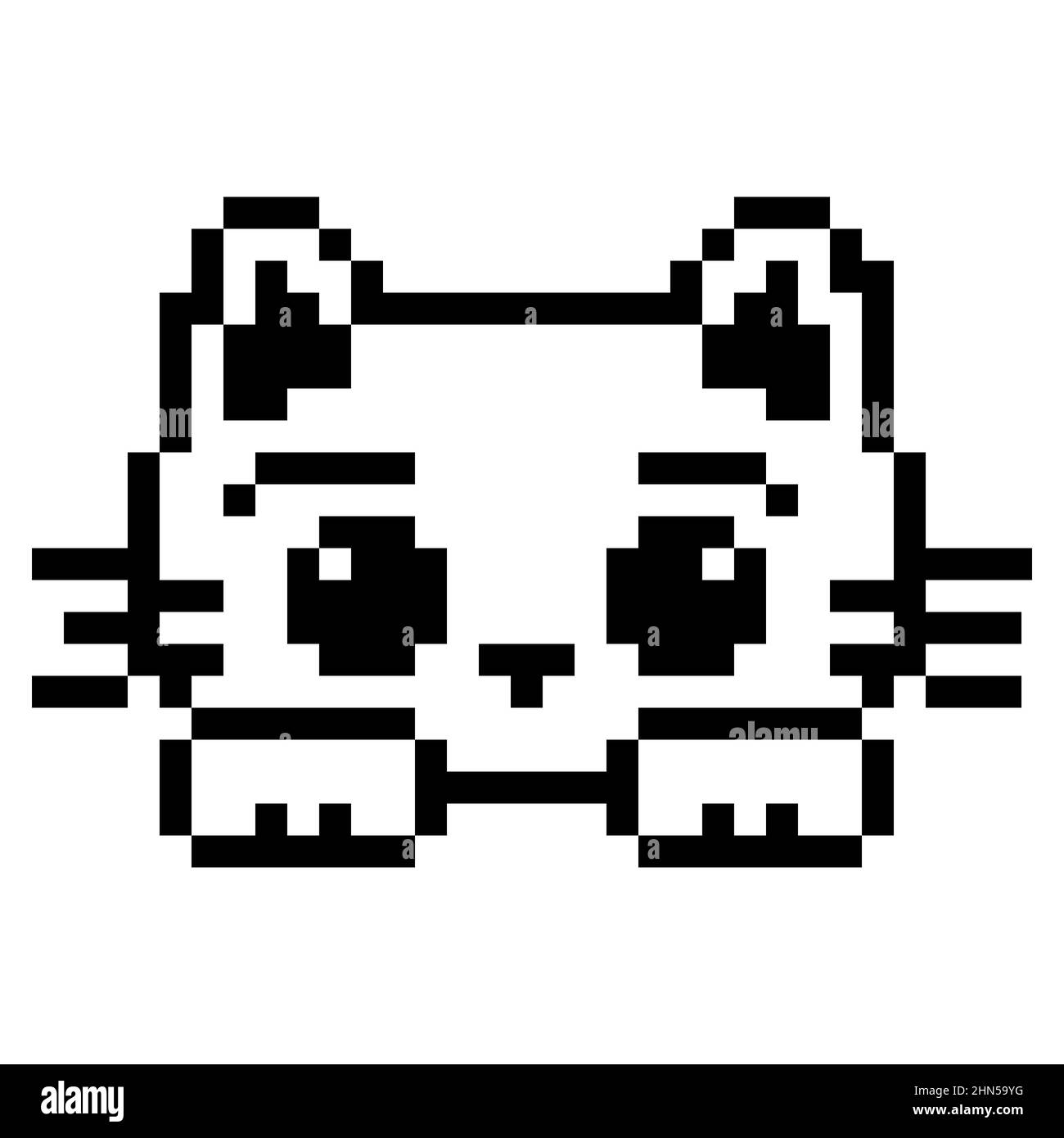 Pixel Art Chat Noir Et Blanc Chat mignon pixel Banque d'images noir et blanc - Alamy