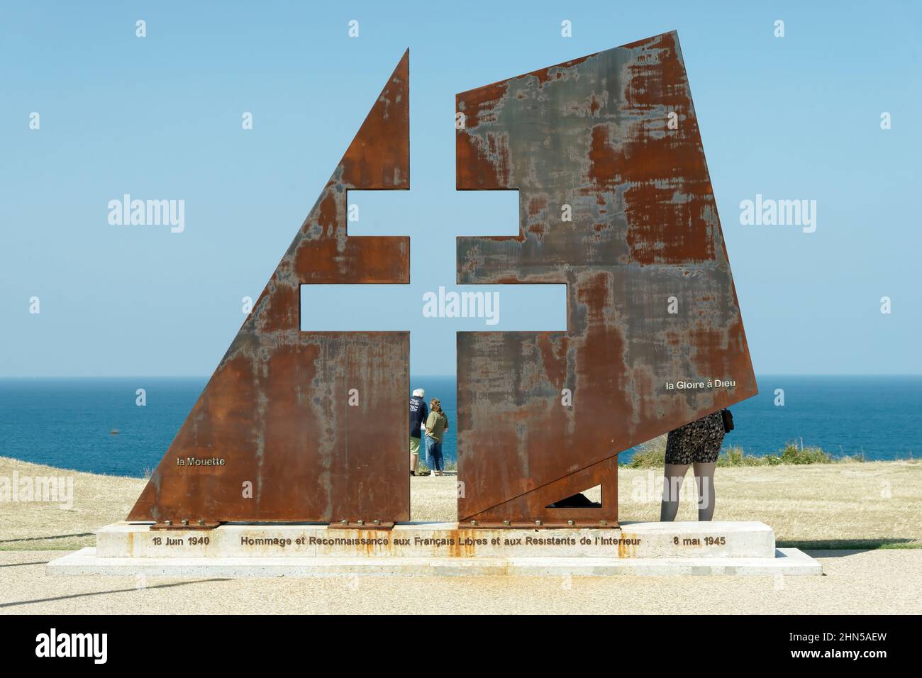 Monument en hommage à la France libre et résistante, Pointe du Roc, Granville (département de la Manche, région normande, France). Banque D'Images