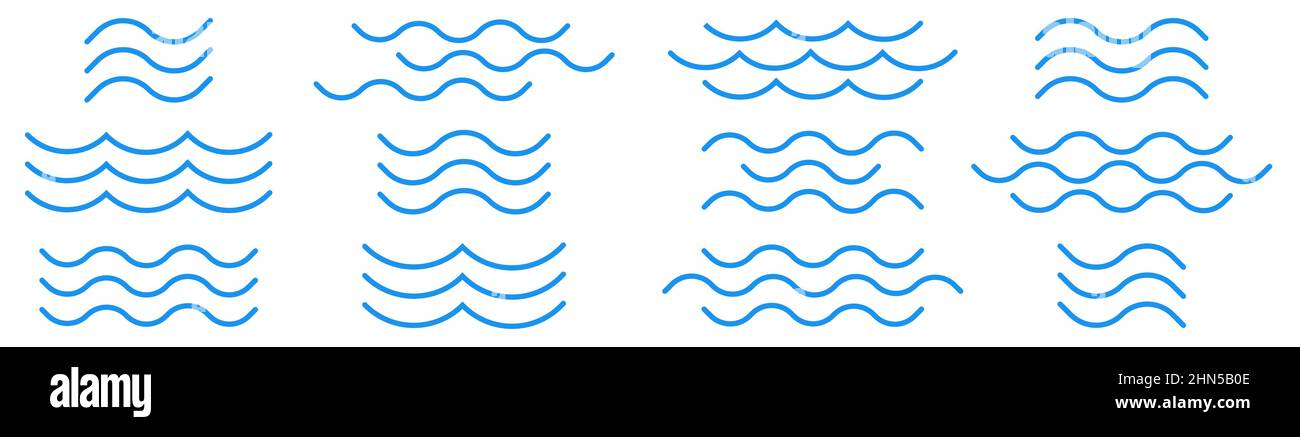 Ensemble d'icônes en forme de vague design simple Illustration de Vecteur
