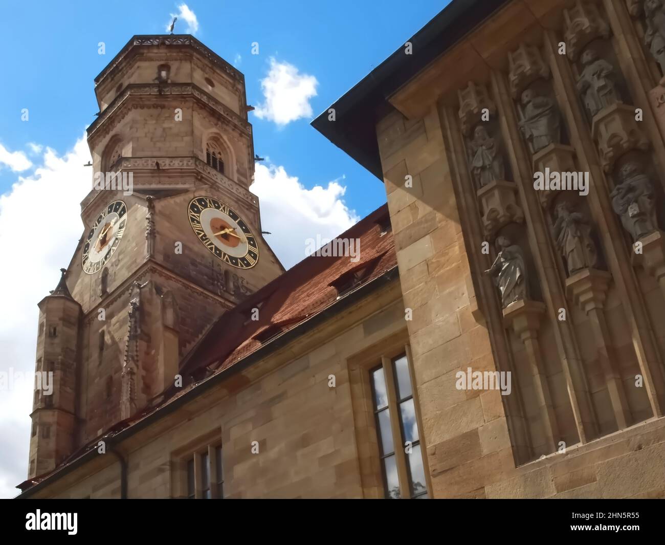 Eglise Stiftskirche dans le centre-ville de Stuttgart Banque D'Images