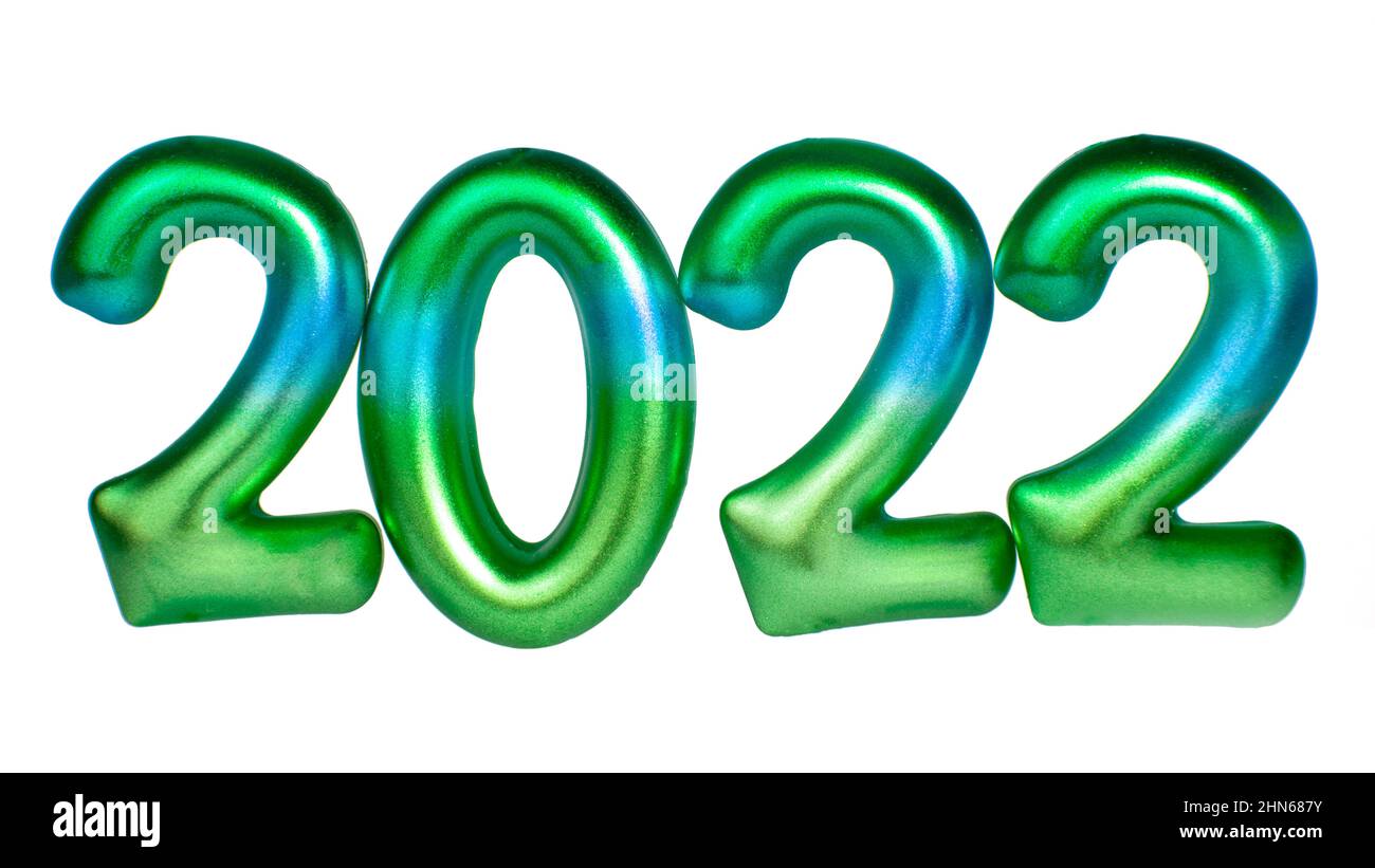 2022 chiffres nouvelle année multicolore figure décorative isolée sur fond blanc Banque D'Images