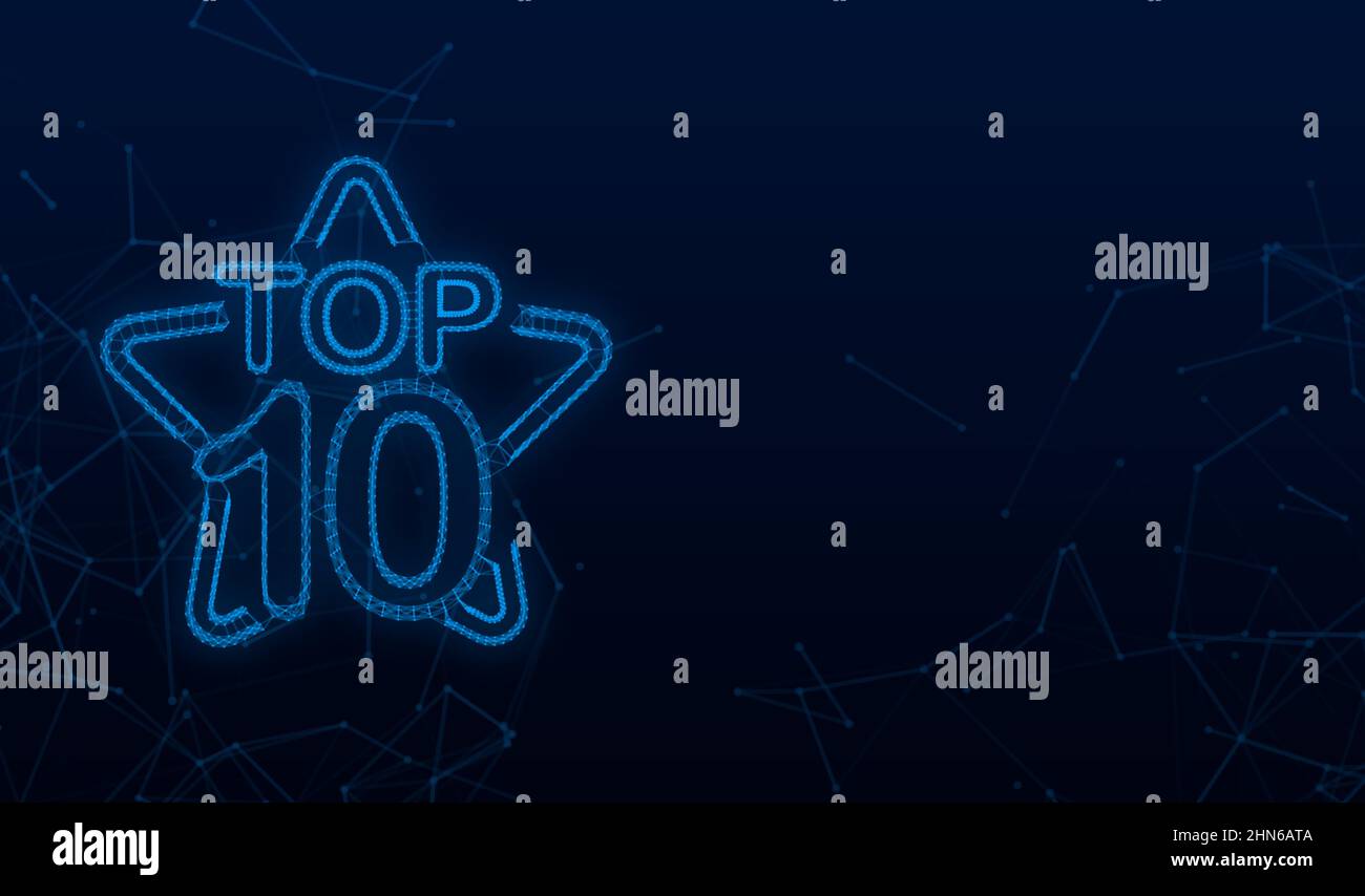 Top 10 - Top 10 or avec étiquette Plexus bleue sur fond noir. Illustration vectorielle Illustration de Vecteur