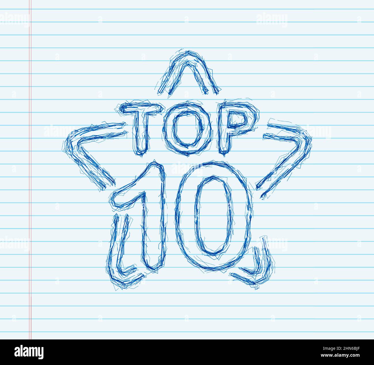 Top 10 - Top 10 or avec étiquette d'esquisse bleue sur fond noir. Illustration vectorielle Illustration de Vecteur