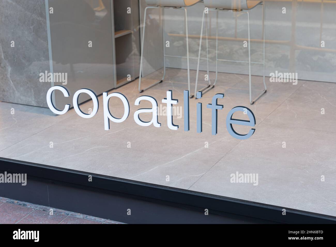 VALENCIA, ESPAGNE - 02 FÉVRIER 2022 : Copatlife est une entreprise italienne spécialisée dans la conception de cuisines modernes Banque D'Images