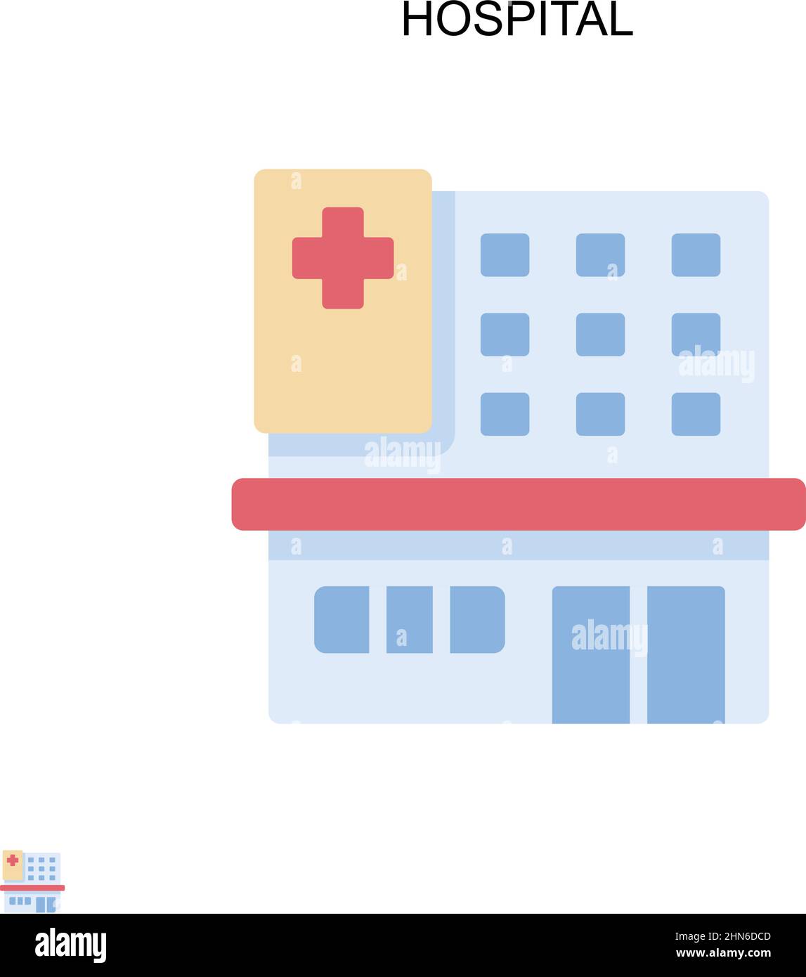 Icône de vecteur simple de l'hôpital.Modèle de conception de symbole d'illustration pour élément d'interface utilisateur Web mobile. Illustration de Vecteur