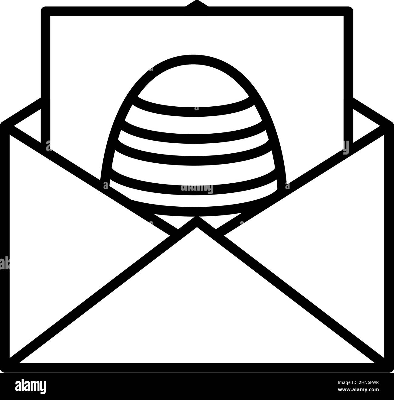 Enveloppe avec icône oeuf de Pâques. Contour en gras avec largeur de contour modifiable. Illustration vectorielle. Illustration de Vecteur