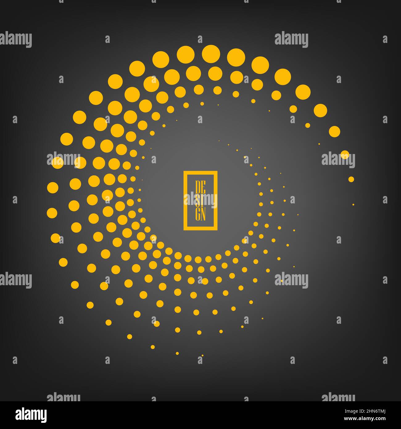 Points demi-ton de type vortex jaune en forme de spirale. Art géométrique Elément de conception pour cadre de bordure, logo rond de technologie, tatouage, signe, symbole, pages web Illustration de Vecteur