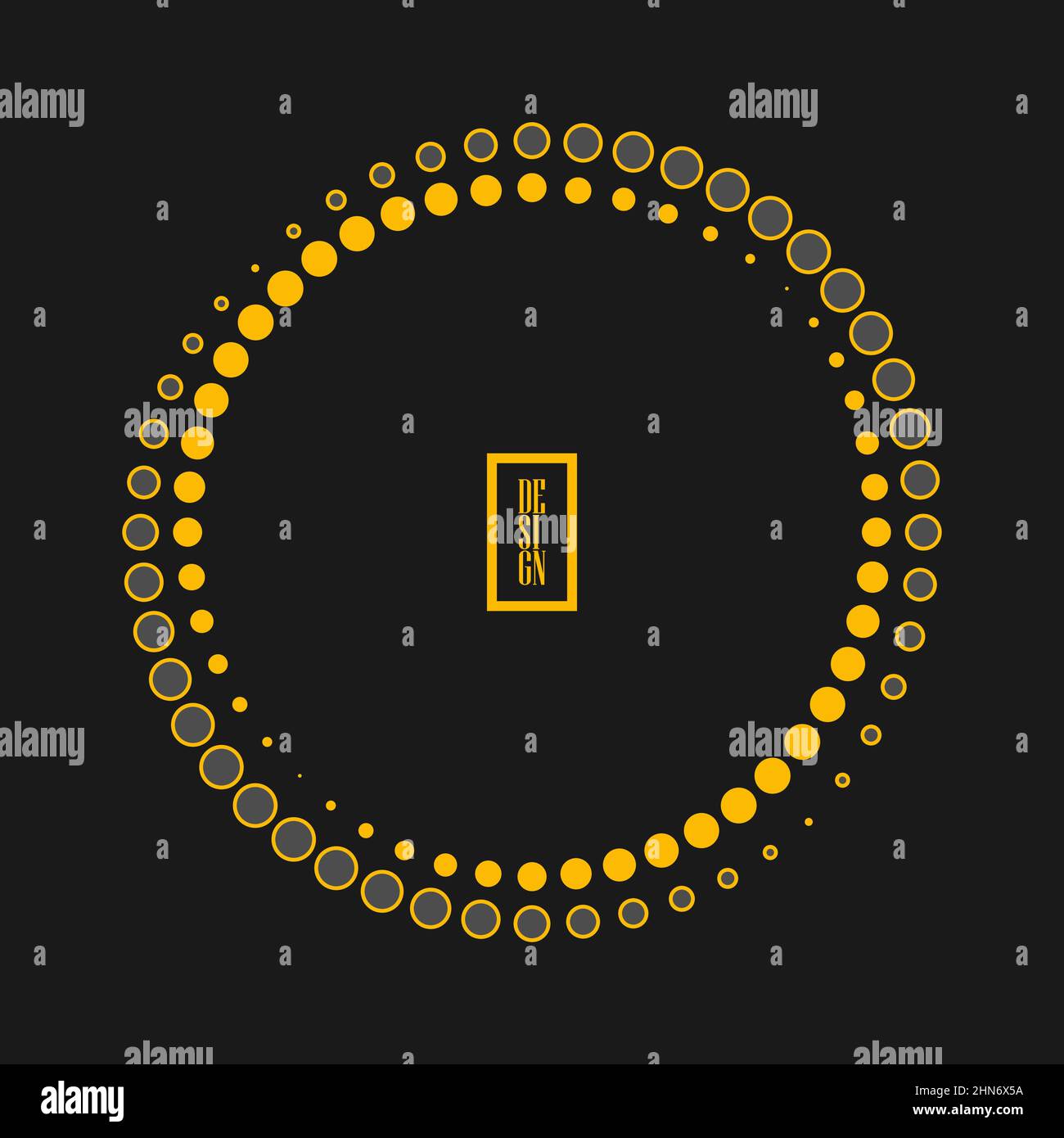 Points demi-tons jaunes et gris sous forme de cercle. Art géométrique Elément de conception pour cadre de bordure, logo rond de technologie, tatouage, signe, symbole, pages web Illustration de Vecteur