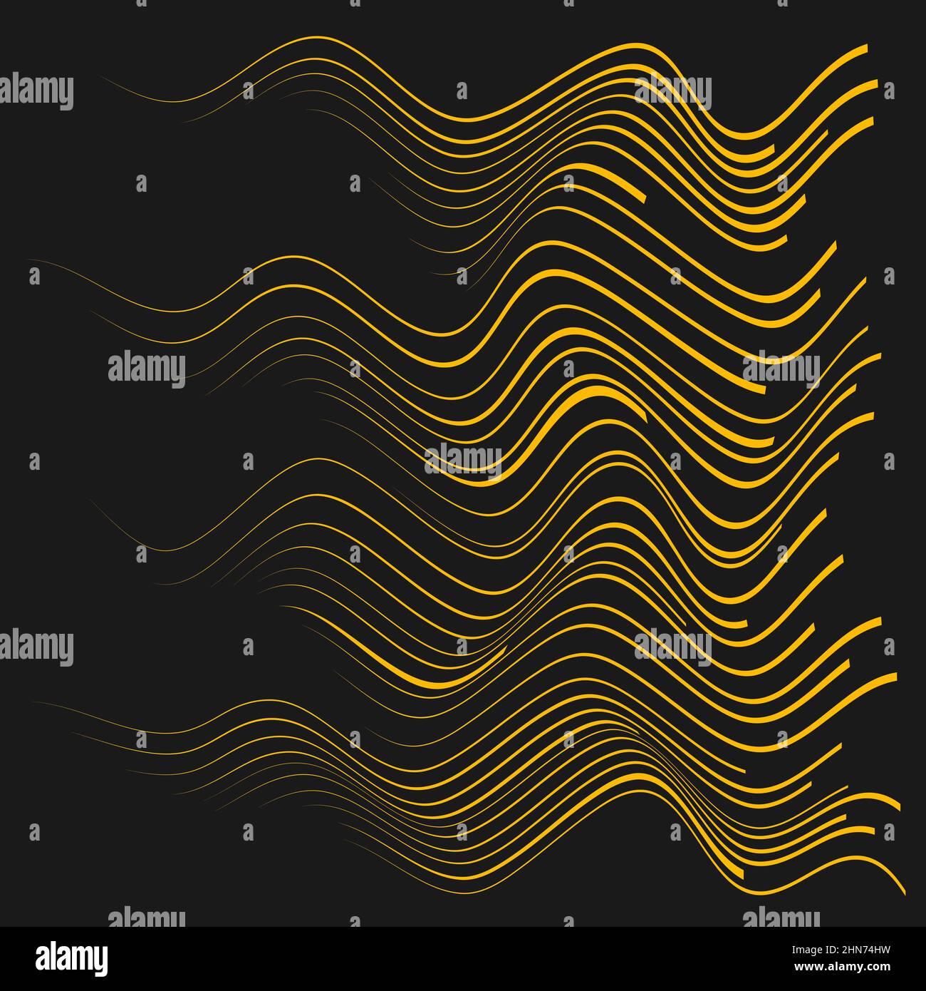 Lignes ondulées de vitesse jaune sous forme de flèche. Illustration vectorielle. Motif linéaire rayé. Élément de design idéal pour les imprimés, les affiches, la murale, la bannière Illustration de Vecteur