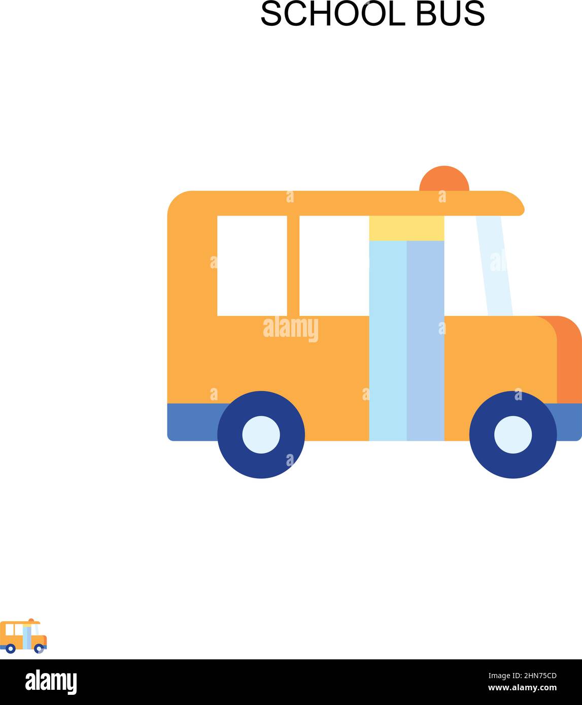 Icône de vecteur simple de bus scolaire.Modèle de conception de symbole d'illustration pour élément d'interface utilisateur Web mobile. Illustration de Vecteur