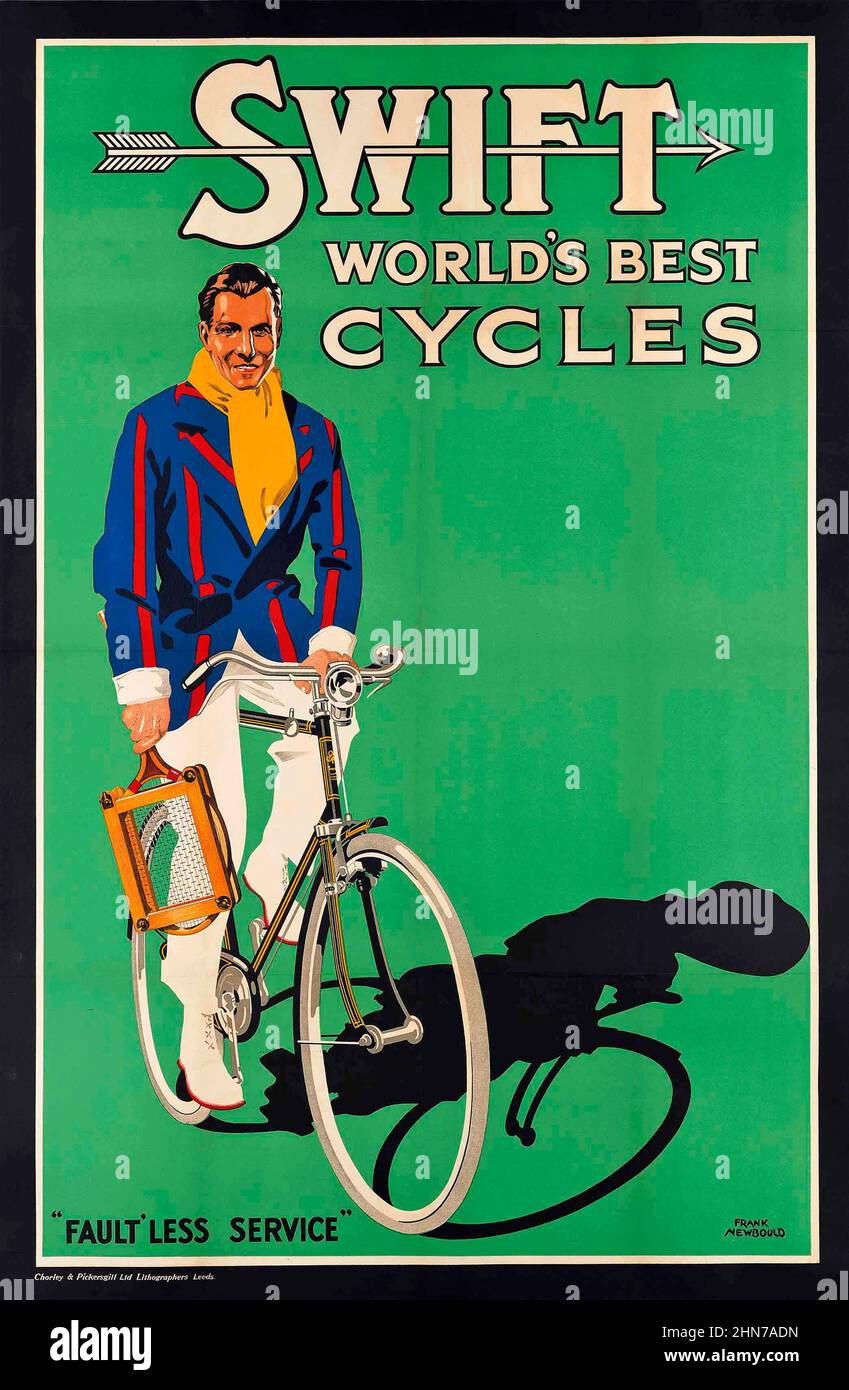 SWIFT, les meilleurs cycles du monde. Frank Newbuld. Affiche publicitaire pour vélo vintage. C 1930s. Banque D'Images