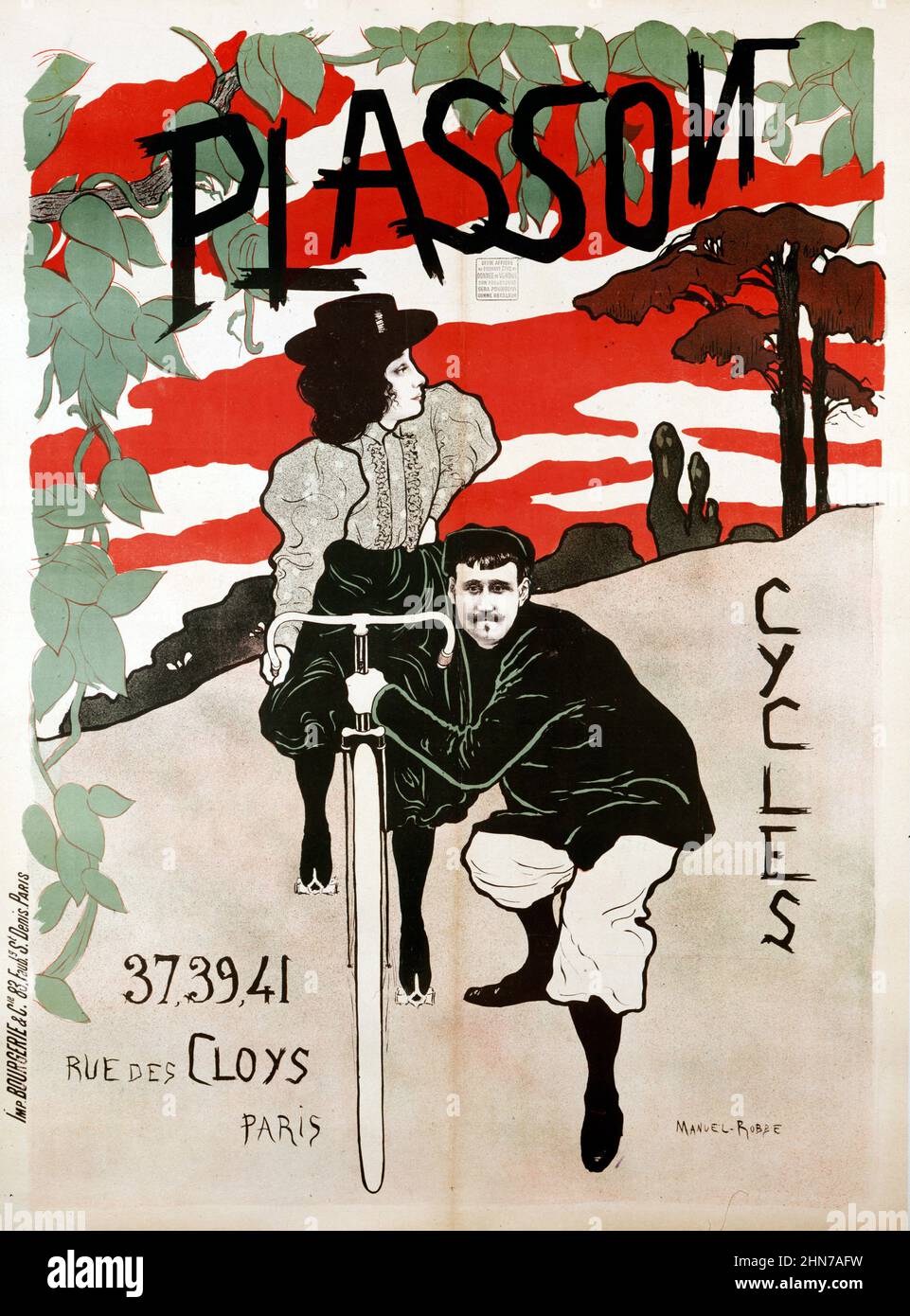 Poster Vintage Vélo/Cycles Plasson - Haute Qualité 50x70cm - Affiche Rétro Neuve