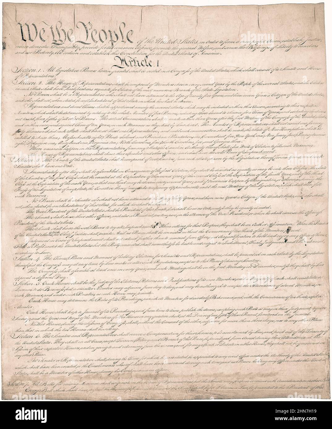 La Constitution des États-Unis. Nous, le peuple des États-Unis, pour former une Union plus parfaite, établir la justice, assurer la tranquillité intérieure, prévoir la défense commune, promouvoir le bien-être général, Et obtenir les bénédictions de la liberté à nous-mêmes et à notre postérité, faire ordain et établir cette Constitution pour les États-Unis d'Amérique. --Préambule de la Constitution des États-Unis Banque D'Images