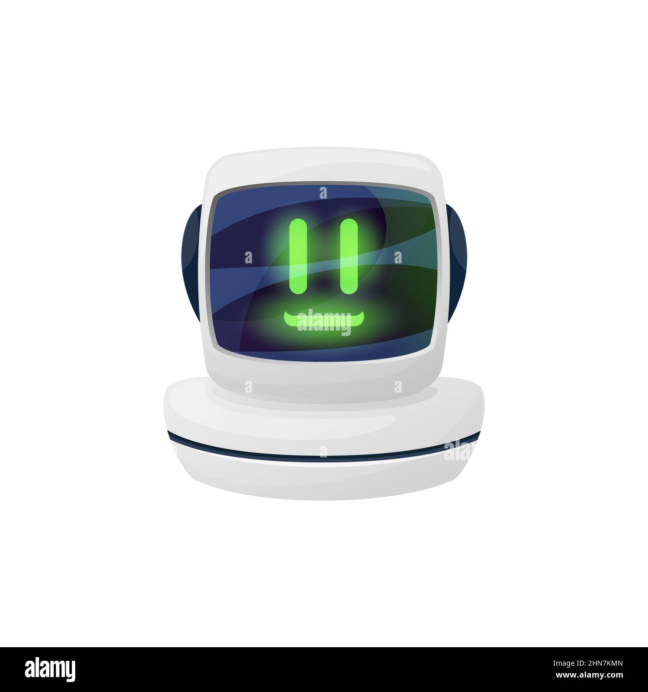 Robot chat bot dans les écouteurs virtuel de support en ligne opérateur isolé. Assistance client Vector application mobile aide à la communication de chat. Voix t Illustration de Vecteur