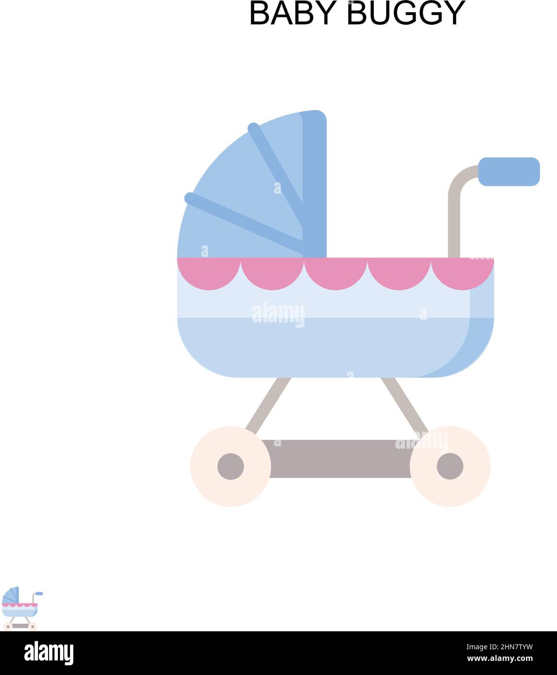 Icône de vecteur simple de poussette de bébé. Modèle de conception de symbole d'illustration pour élément d'interface utilisateur Web mobile. Illustration de Vecteur