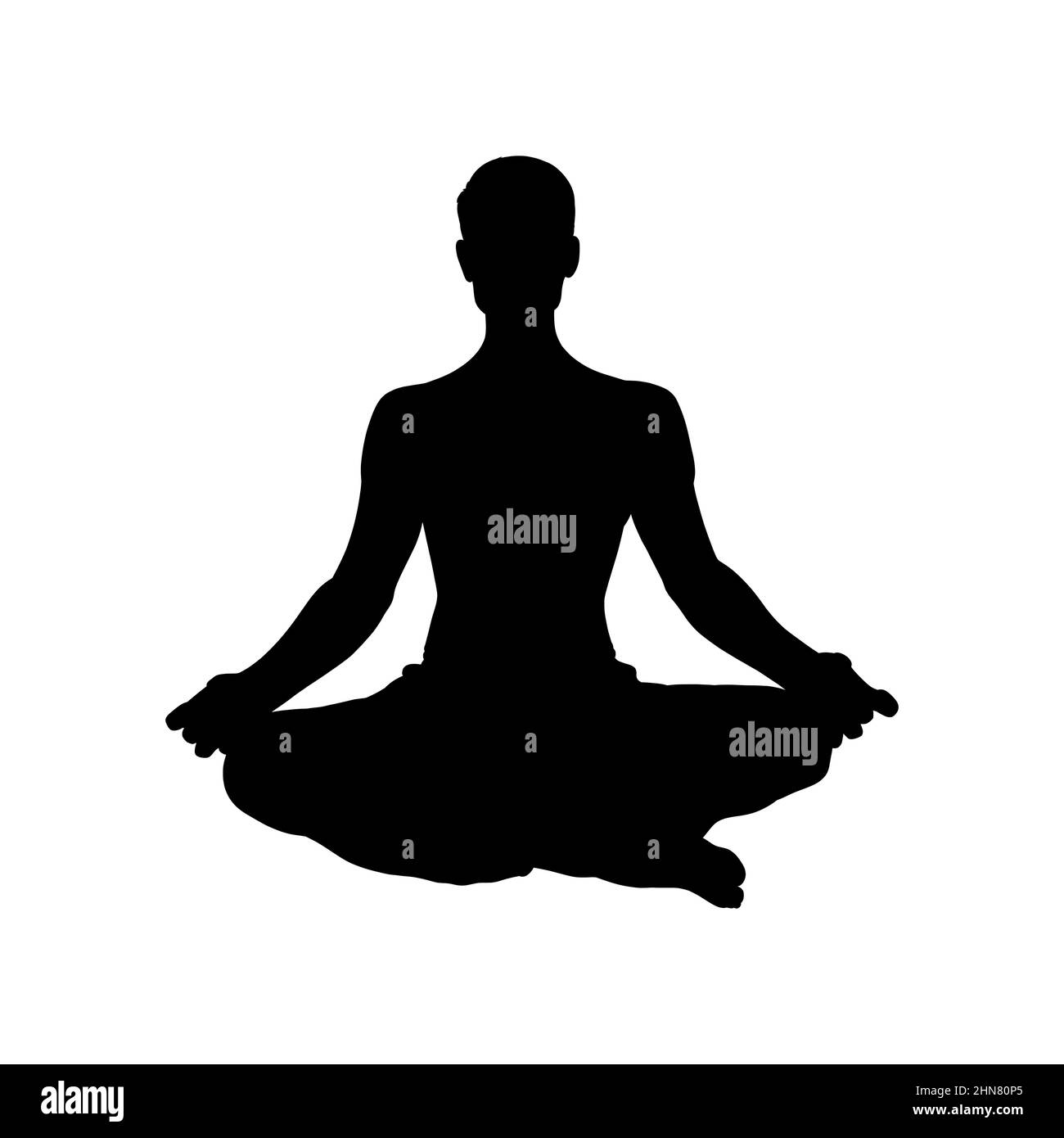 Méditant l'homme dans siddhasana. Silhouette de méditation de yoga pour la détente du corps et l'harmonie d'esprit. Illustration vectorielle isolée sur fond blanc Illustration de Vecteur