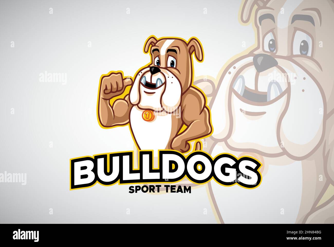Bulldog Cartoon logo Design Mascot Character Design Vector Template Illustration de Vecteur