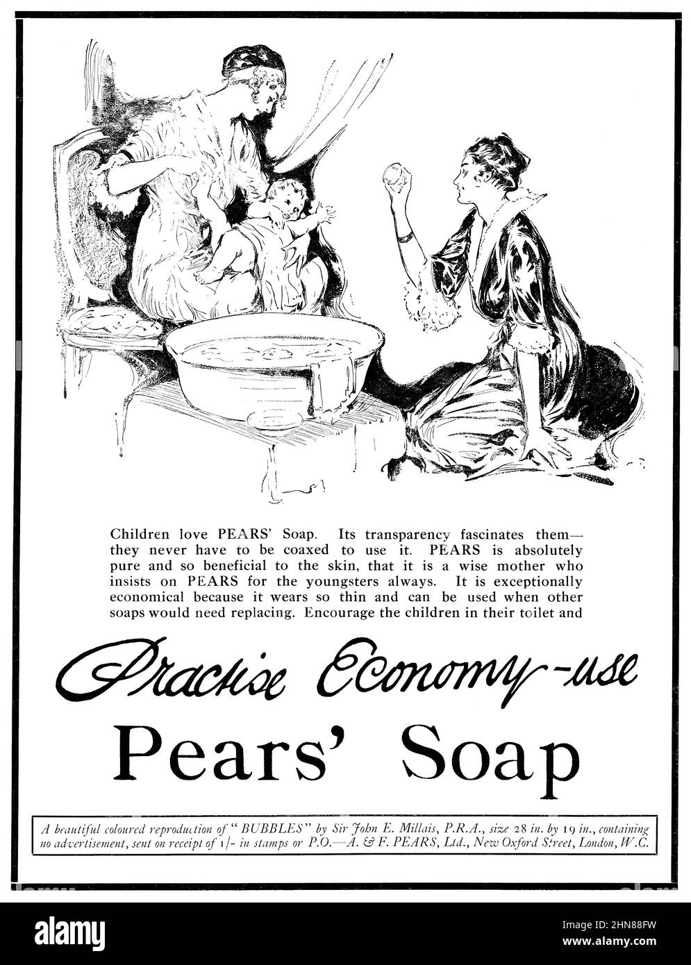 1917 Publicité britannique pour le savon de Pear. Banque D'Images