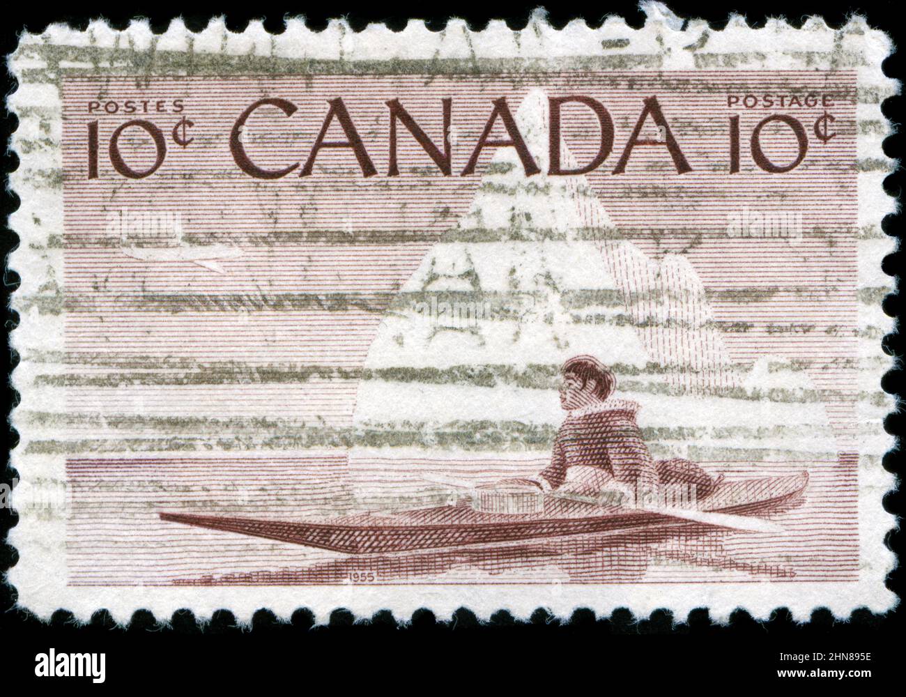 Timbre-poste du Canada dans la série des Canadiens, de la faune et de l'industrie, publiée en 1955 Banque D'Images