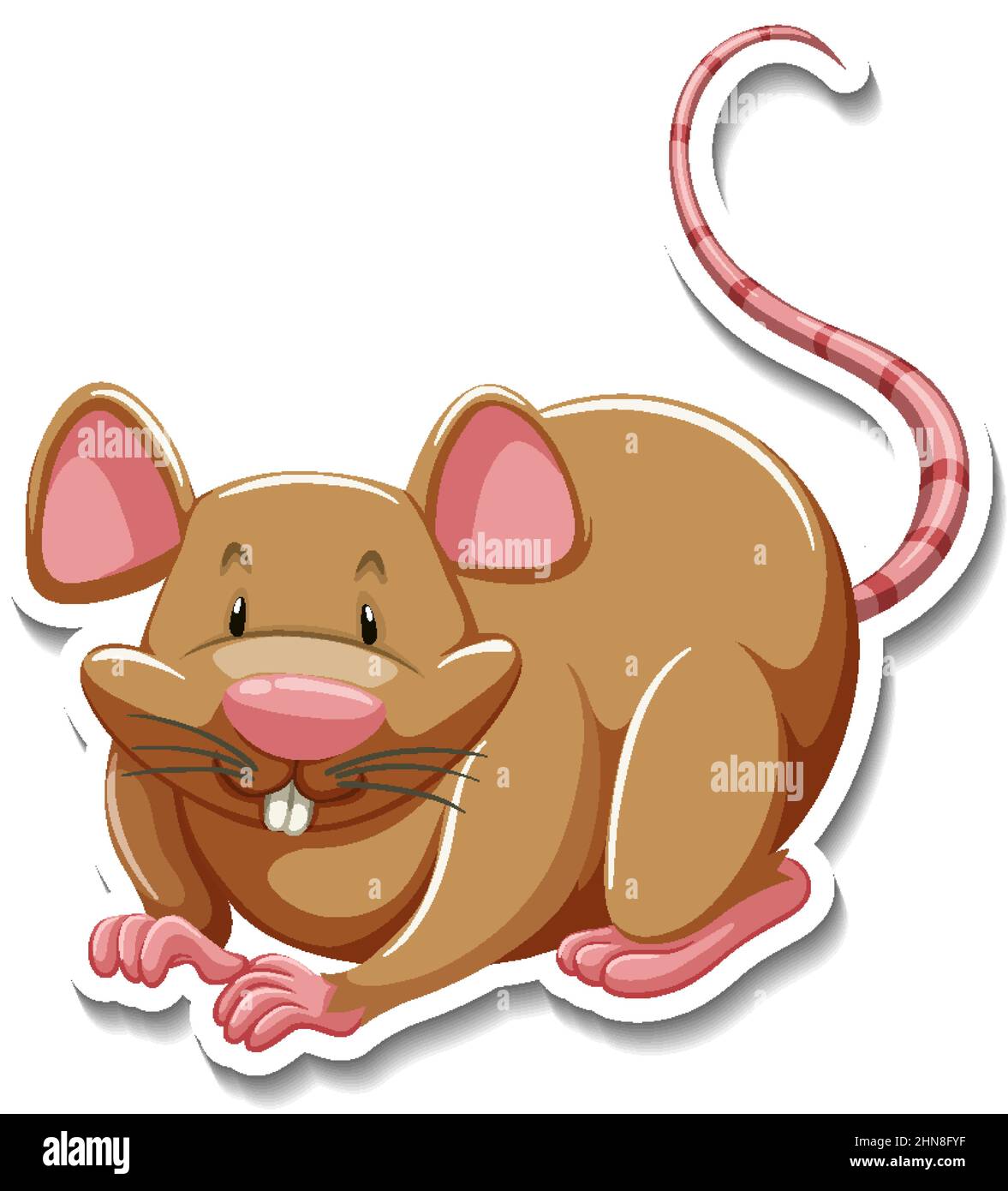 Illustration d'un autocollant de personnage de dessin animé de souris marron Illustration de Vecteur
