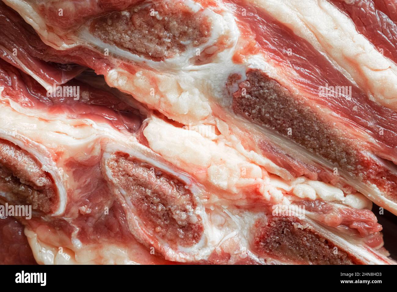 Photo diagonale avec viande de bœuf bouchée et os de gros plan Banque D'Images